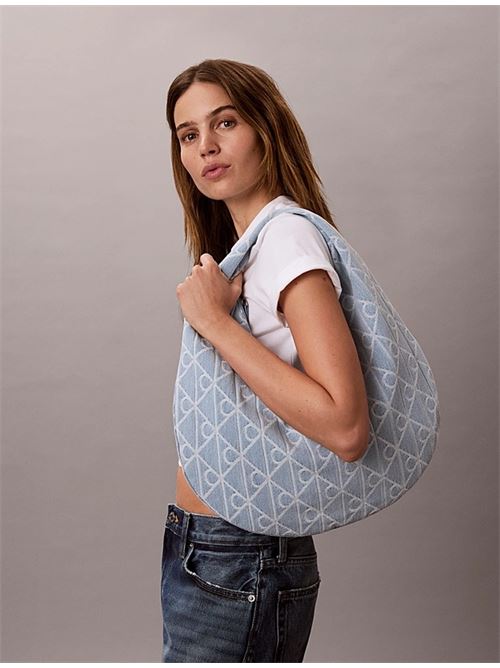 emblem aop denim hobo bag CALVIN KLEIN | LV04F3591GYBZ